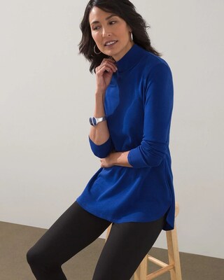 Pima Mock Neck Zip Back Tunic