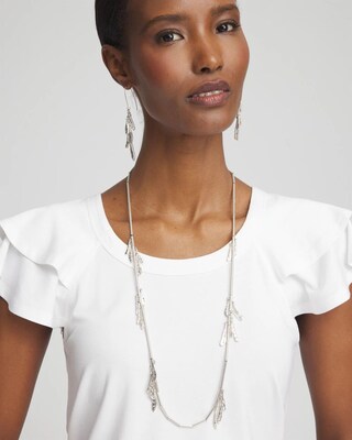 Silver Tone Leaf Necklace click to view larger image.
