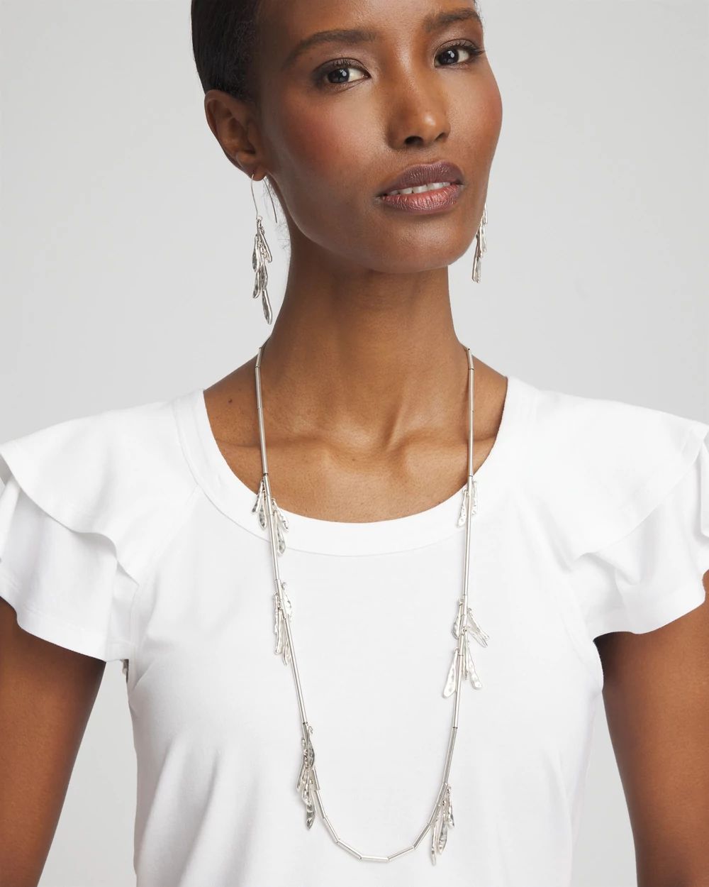 Silver Tone Leaf Necklace