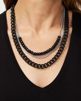 Black & Silver Tone Convertible Necklace