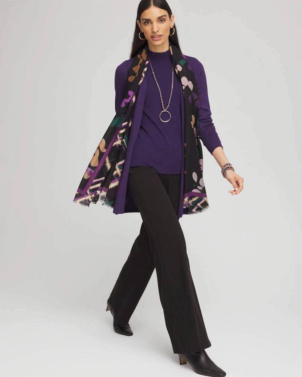 Ecovero™ Button Mock Neck Sweater click to view larger image.