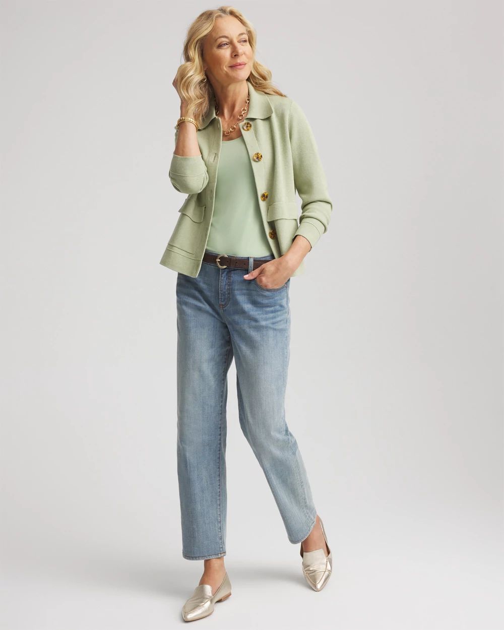 Button-Front Cardigan Jacket