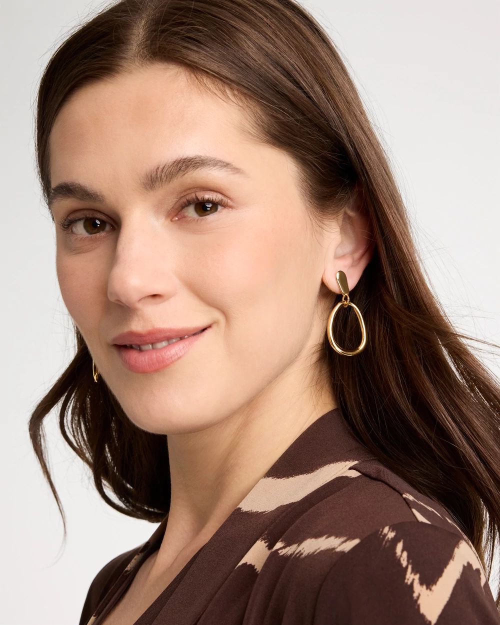 Goldtone Open Circle Drop Earrings