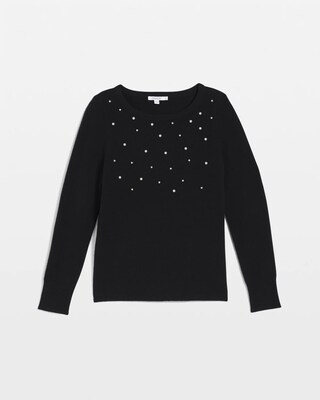 Embellished Cashmere Pullover Sweater click to view larger image.