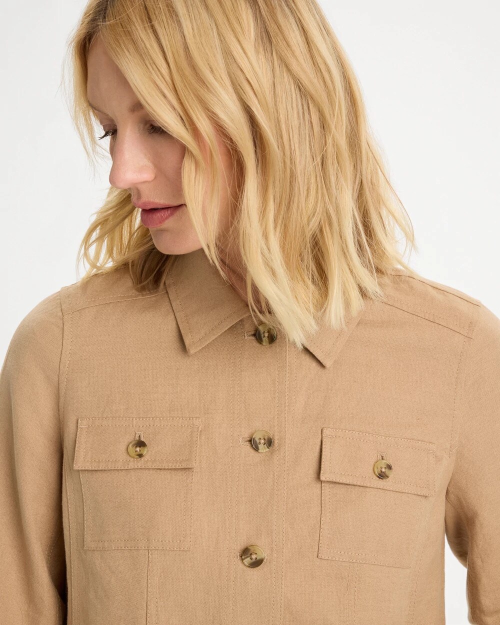 Linen-Cotton Utility Field Shacket