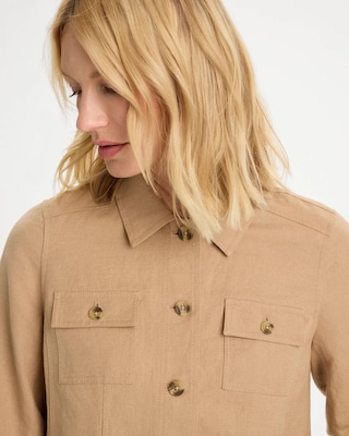 Linen-Cotton Utility Field Shacket click to view larger image.