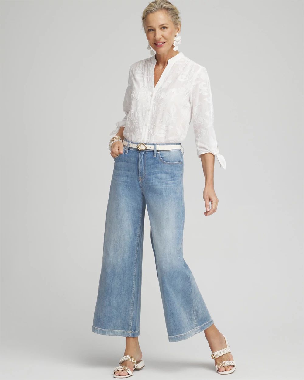 High Rise Wide Leg Cropped Denim click to view larger image.