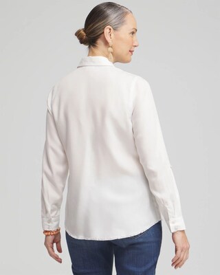 Twill Fringe Hem Shirt click to view larger image.