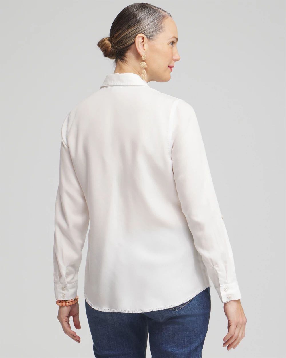 Twill Fringe Hem Shirt