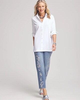 No Iron™ Faux Pearl Button Tunic click to view larger image.
