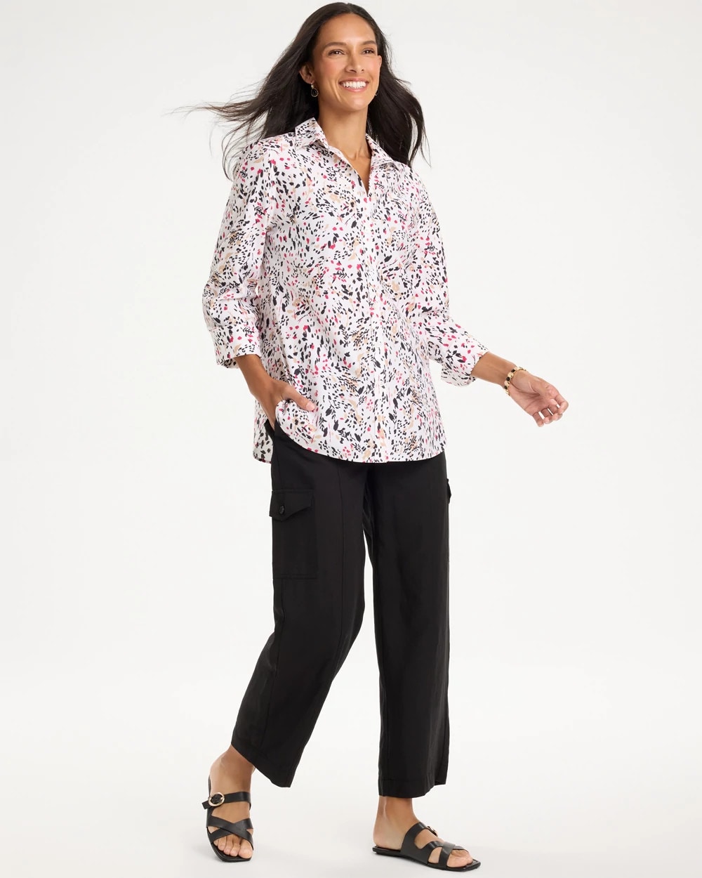 No Iron™ Stretch Pompeii Sway Print Shirt