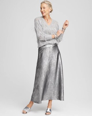 Metallic Satin Maxi Skirt click to view larger image.