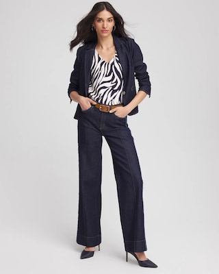 Ella Zebra V-Neck Pullover Sweater click to view larger image.