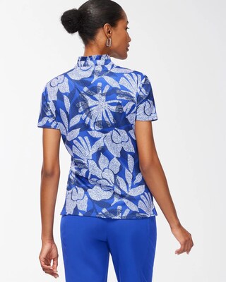 Zenergy UPF Floral Ruffle Neck Polo