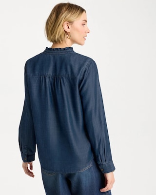 Tencel Denim Ruffled Popover Shirt click to view larger image.