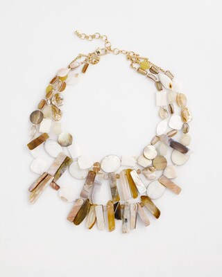 Chico's Originals Shell & Quartz Stone Bib Necklace