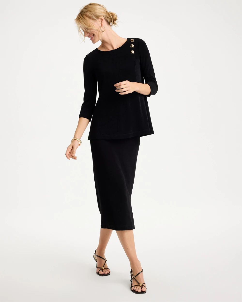 Travelers™ 3/4 Flutter Sleeve Pullover click to view larger image.