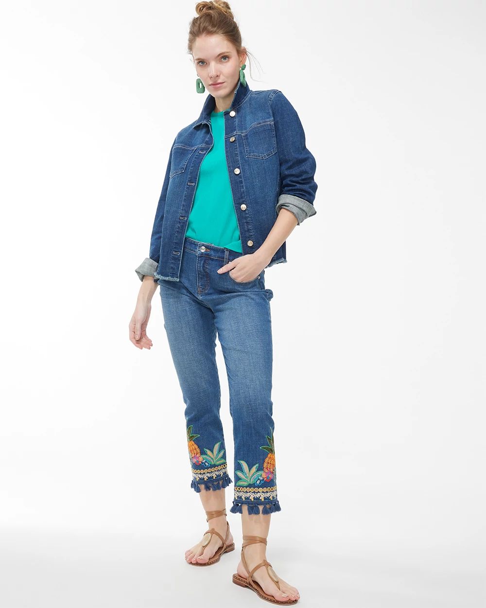 Girlfriend Embellished Pineapple Crops