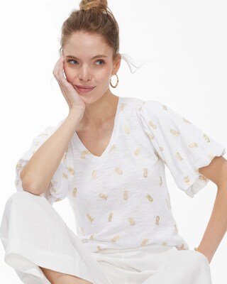 Pineapple Flutter Sleeve Elbow Tee