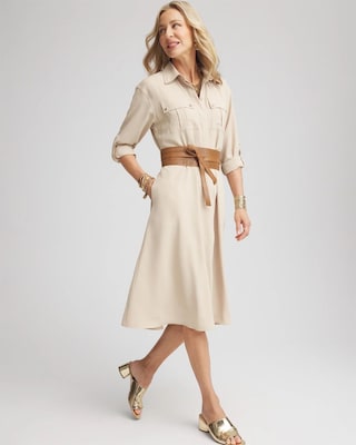 Twill Belted Midi Shirtdress click to view larger image.