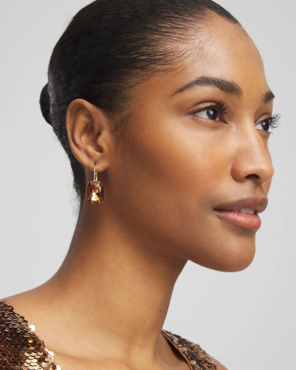 No Droop™ Gold Tone Stone Earrings