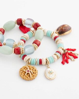 Set of Two Stretch Coral Charm Bracelets click to view larger image.