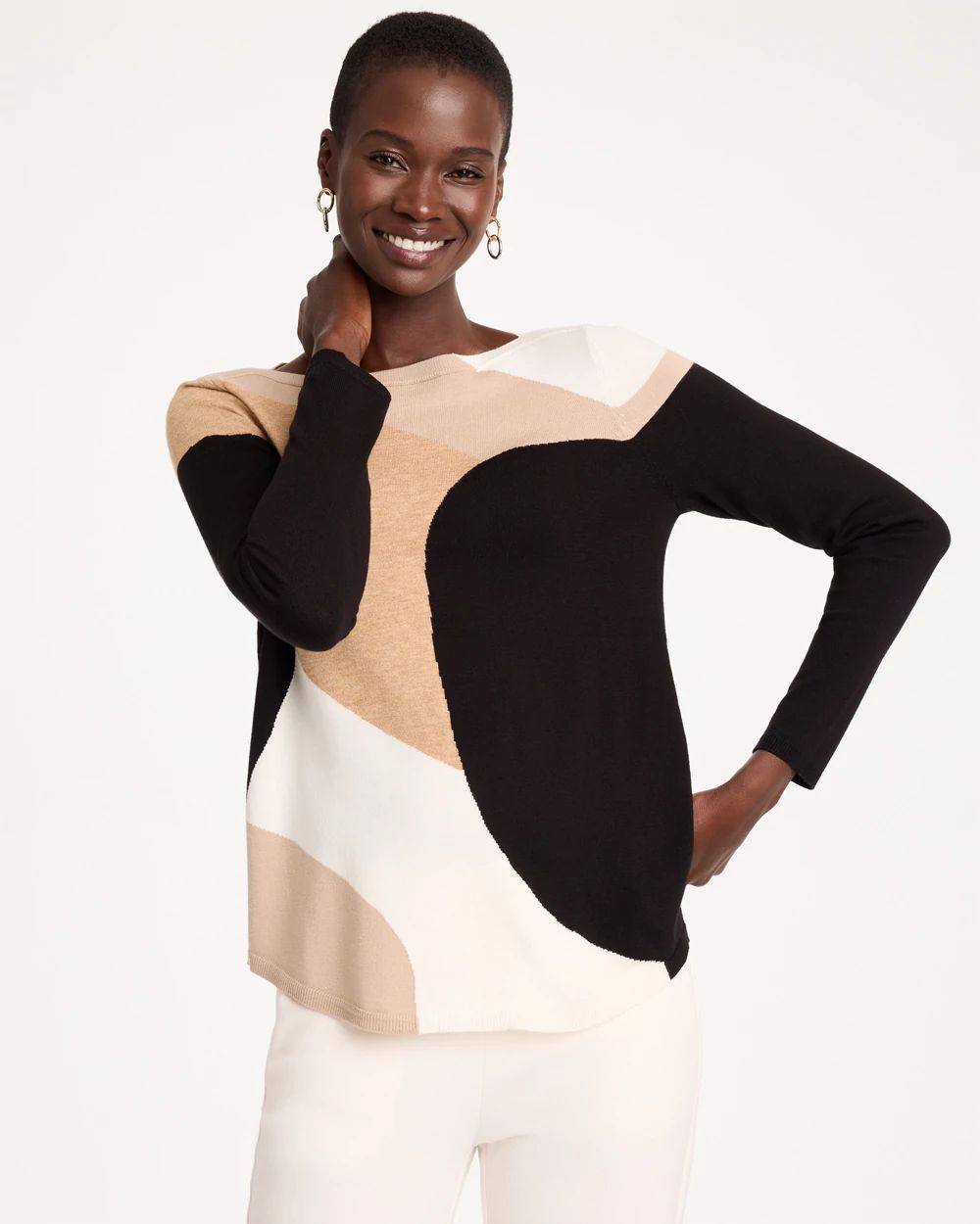 Intarsia Ella Bateau Pullover Sweater
