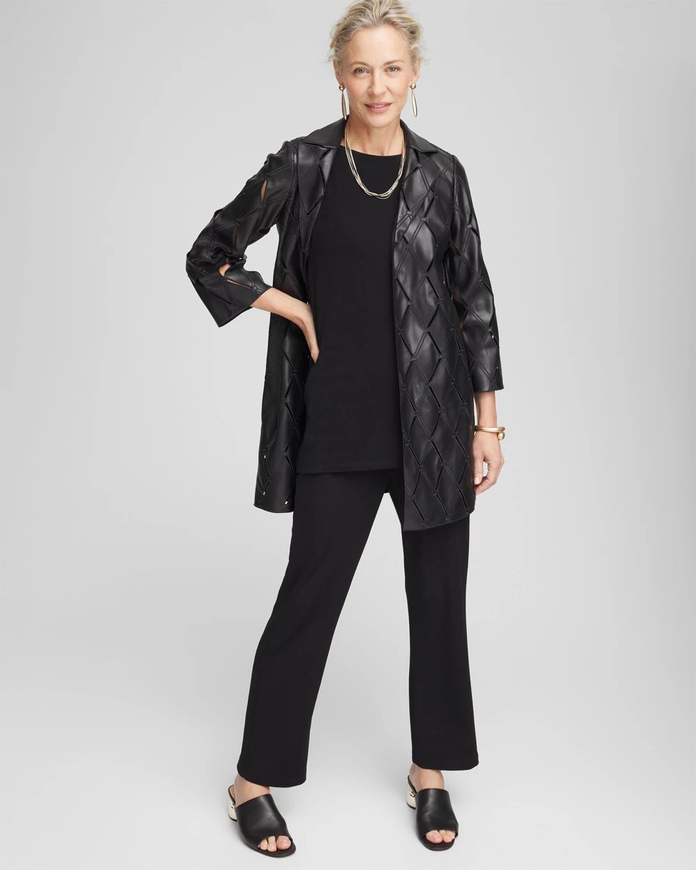 Travelers™ Collection Faux Leather Cutwork Blazer