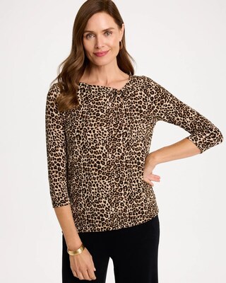 Travelers™ Leopard Twist-Neck Top