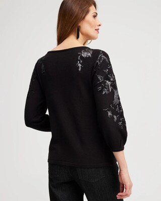 Sequin Floral Pullover Sweater