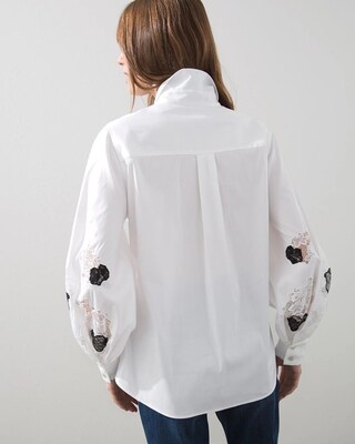 Poplin Lace Sleeve Shirt