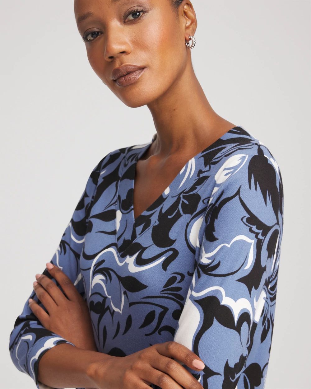 Pima Cotton Floral 3/4 Sleeve Tee
