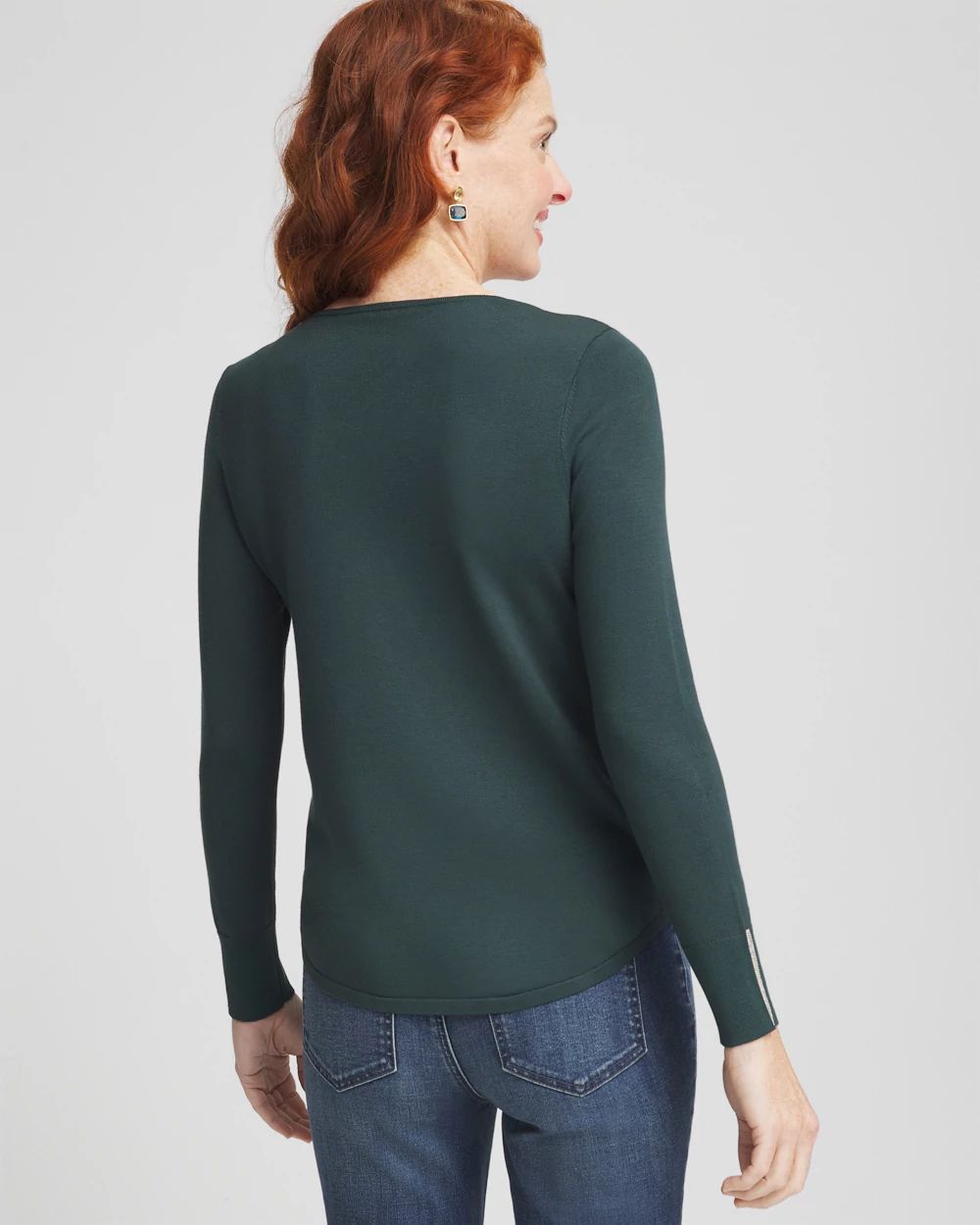 Caviar Trim V-Neck Pullover Sweater