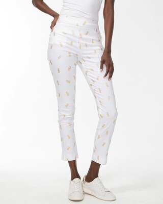 Brigitte Foil Pineapple Slim Ankle Pants