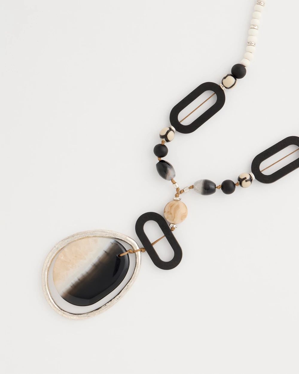 Agate Wood Pendant Necklace click to view larger image.