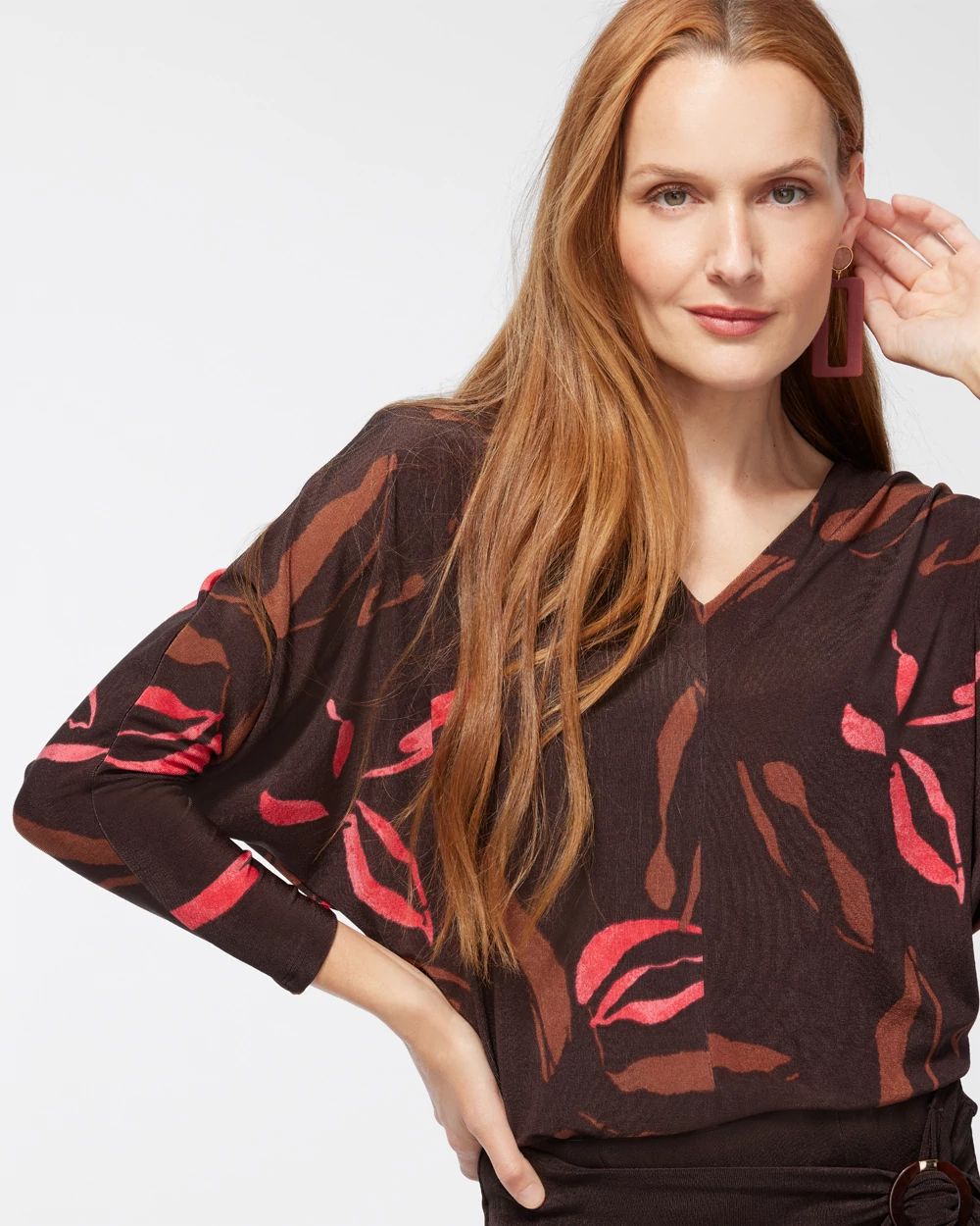 Travelers Floral Dolman V-Back Top