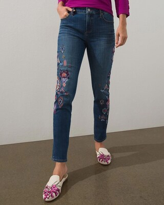 Girlfriend Ikat Seed Bead Ankle Jeans