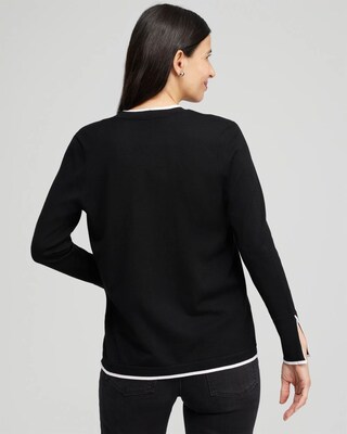 Spun Rayon Contrast Trim Cardigan