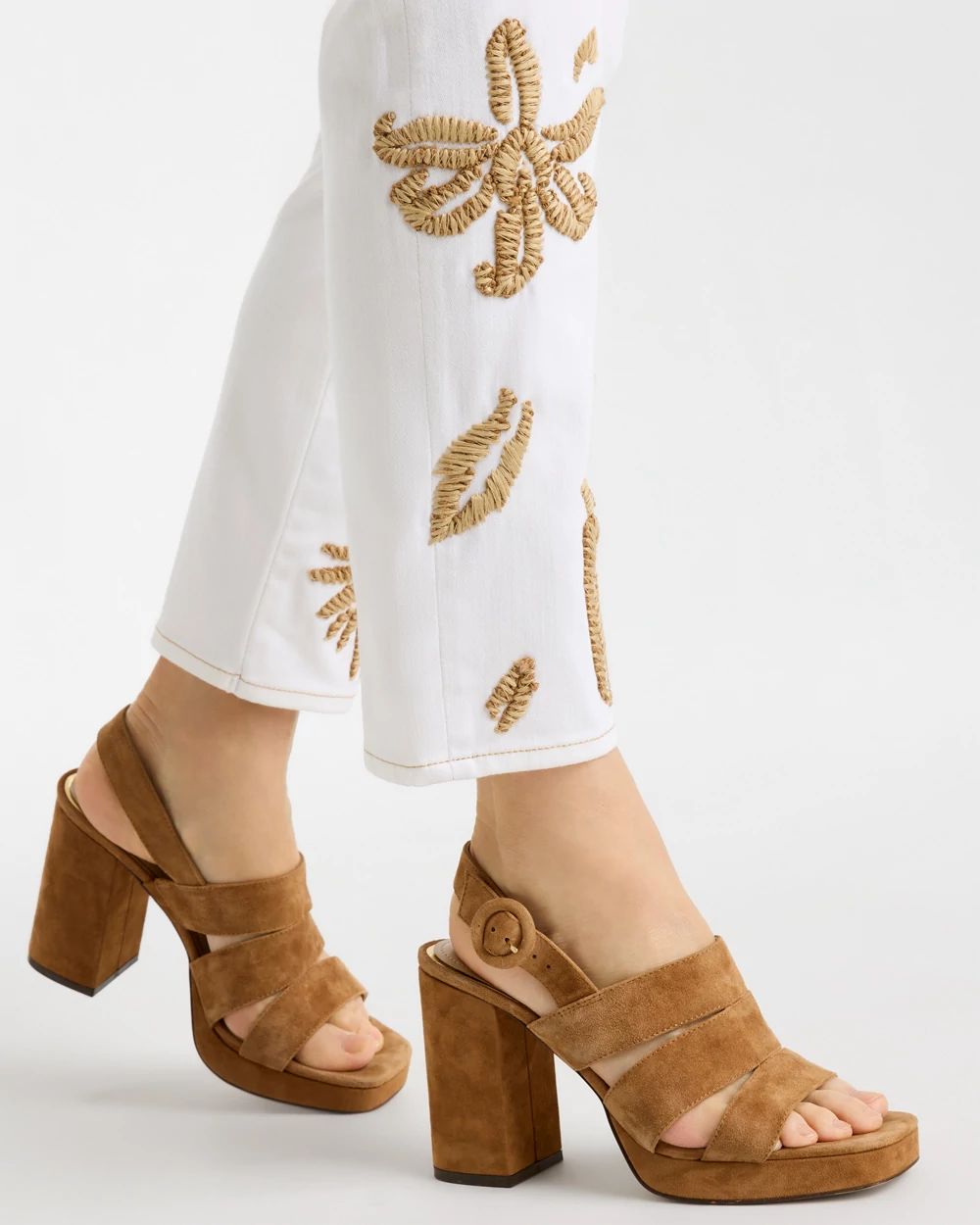 Girlfriend Slim Raffia Palm Crop Jeans click to view larger image.