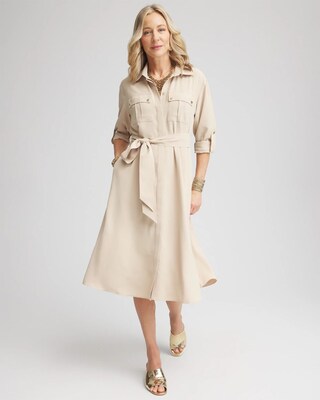 Twill Belted Midi Shirtdress