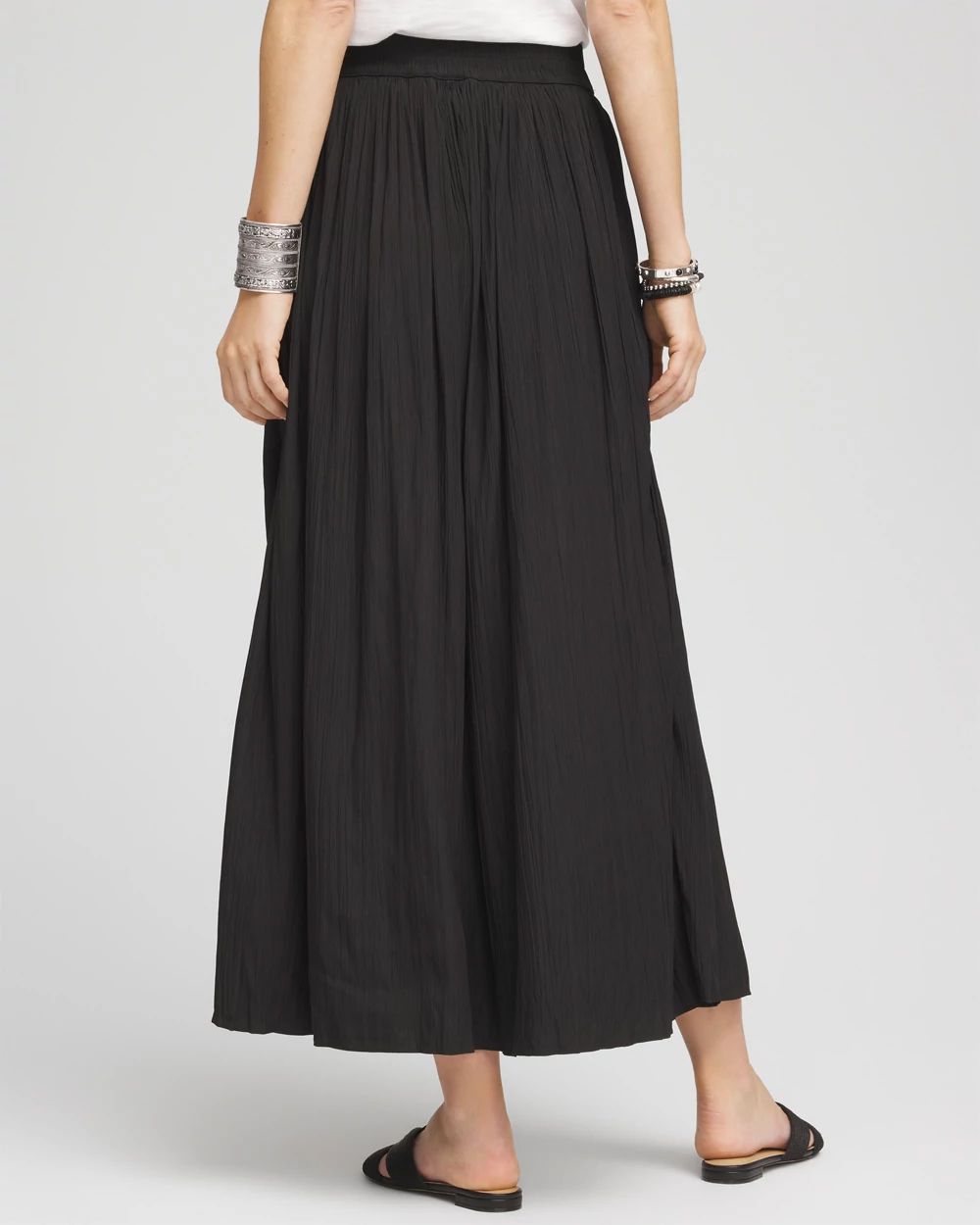 Pull-on Pleated Maxi Skirt
