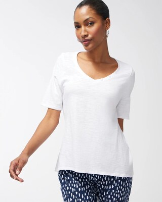 Button Detail Cotton Slub Tee
