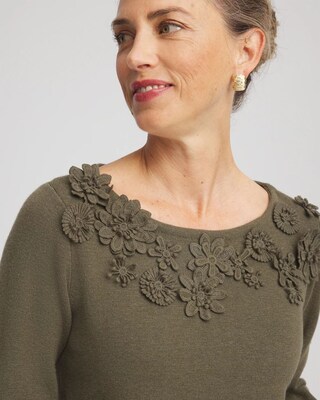 Appliqué Flared-Sleeve Sweater click to view larger image.