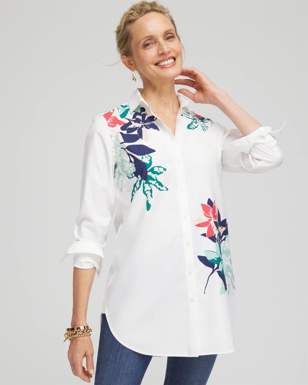 No Iron™ Placed Floral Tunic