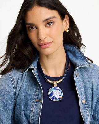 Handpainted Corded Pendant Necklace click to view larger image.