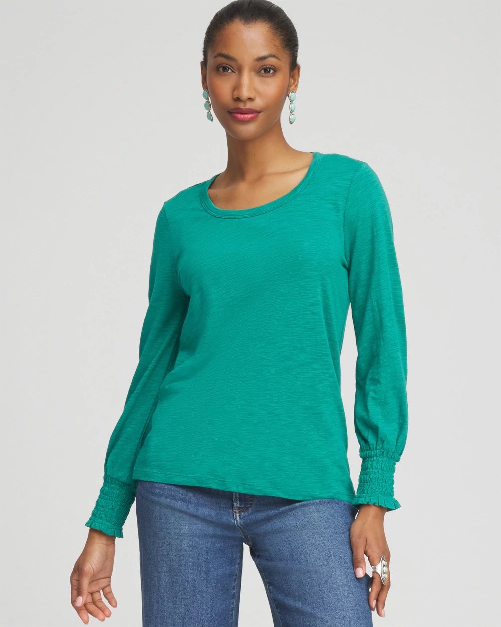 Smocked Long Sleeve Tee