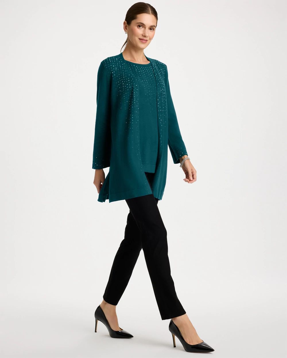 Travelers™ Collection Rhinestone Embellished Cardigan click to view larger image.