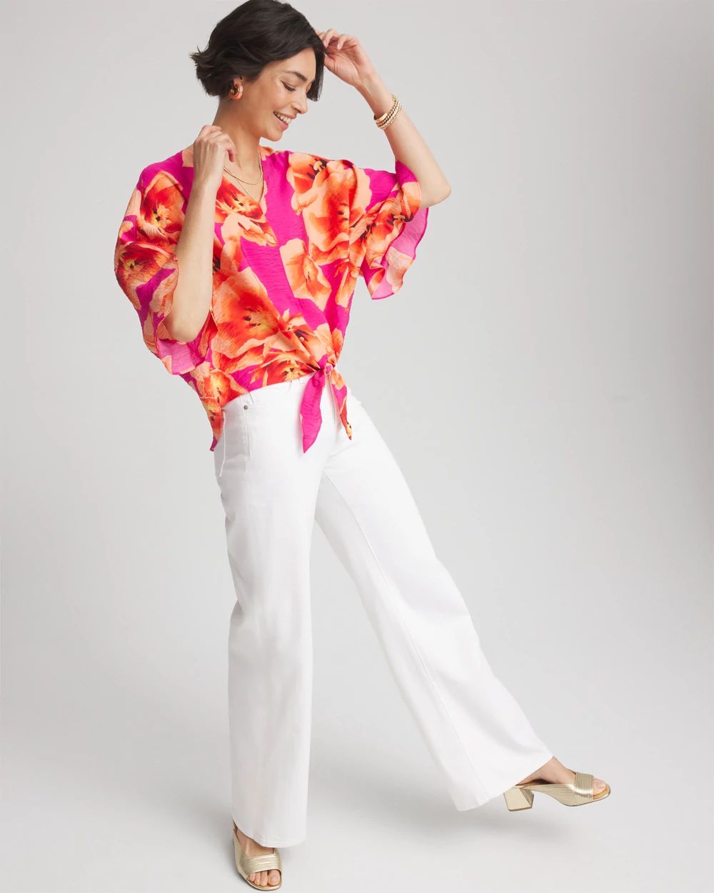 Ecovero™ Tie-Front Frill Sleeve Blouse