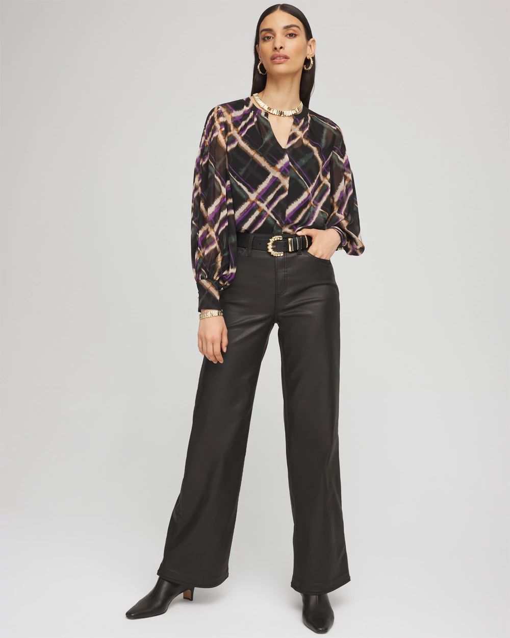 High Rise Wide Leg Coated Denim Jeans