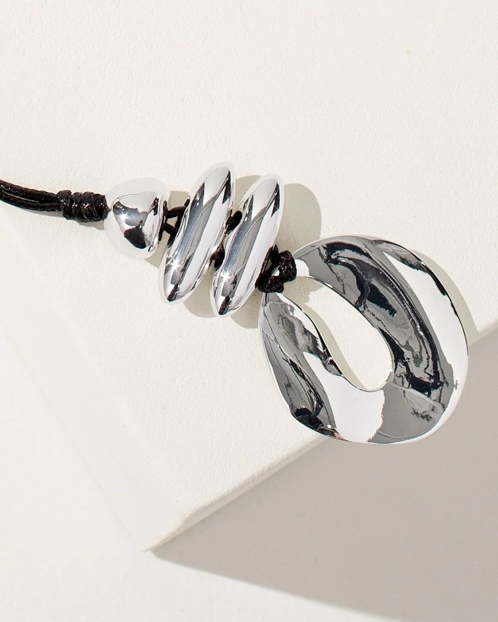 Silver Tone Adjustable Pendant Necklace